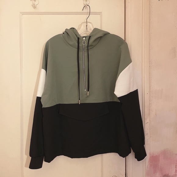 Zara Tops - Zara New W/ FlawsColour Block Half Zip Up Hoodie L